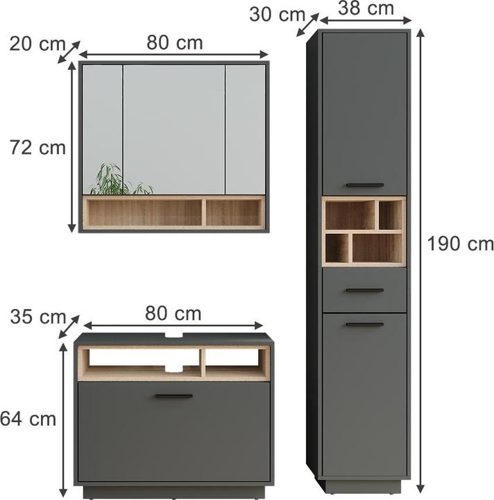 Actual product image Vicco Beatrice with tall unit
