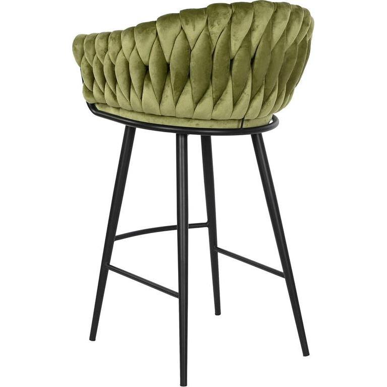 DKD Home Decor, Sgabello + Pouf, Stool Black Green Velvet Metal 61 x 52 x 101 cm