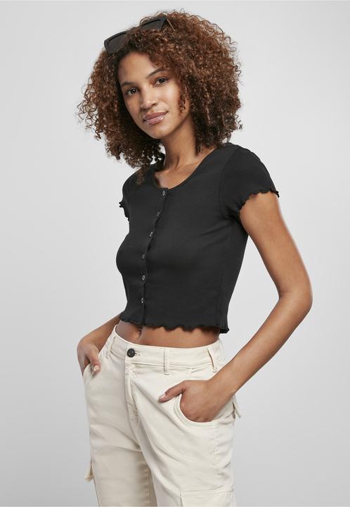 Image du produit Urban Classics Ladies Cropped Button Up Rib Tee (M)