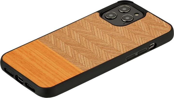 Produktbild Man.Wand &WOOD Hülle für iPhone 12 Pro Max Fischgrätenmuster orange schwarz (Apple iPhone 12 Pro Max)