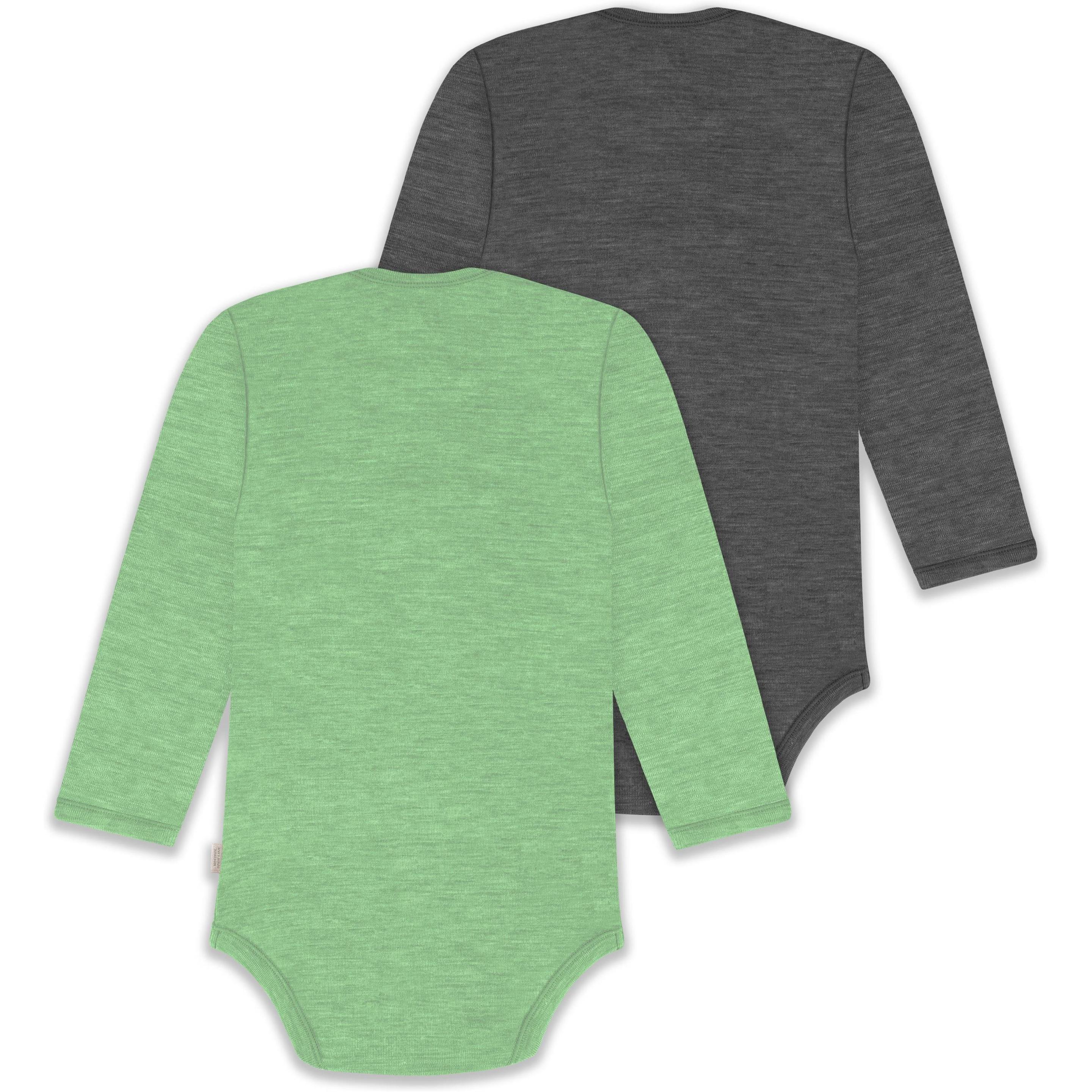 Thumbnail - Normani, Herren, Body, 2er Pack Baby Merino Body Langarm „Auckland" - 9381, Grün, (62)