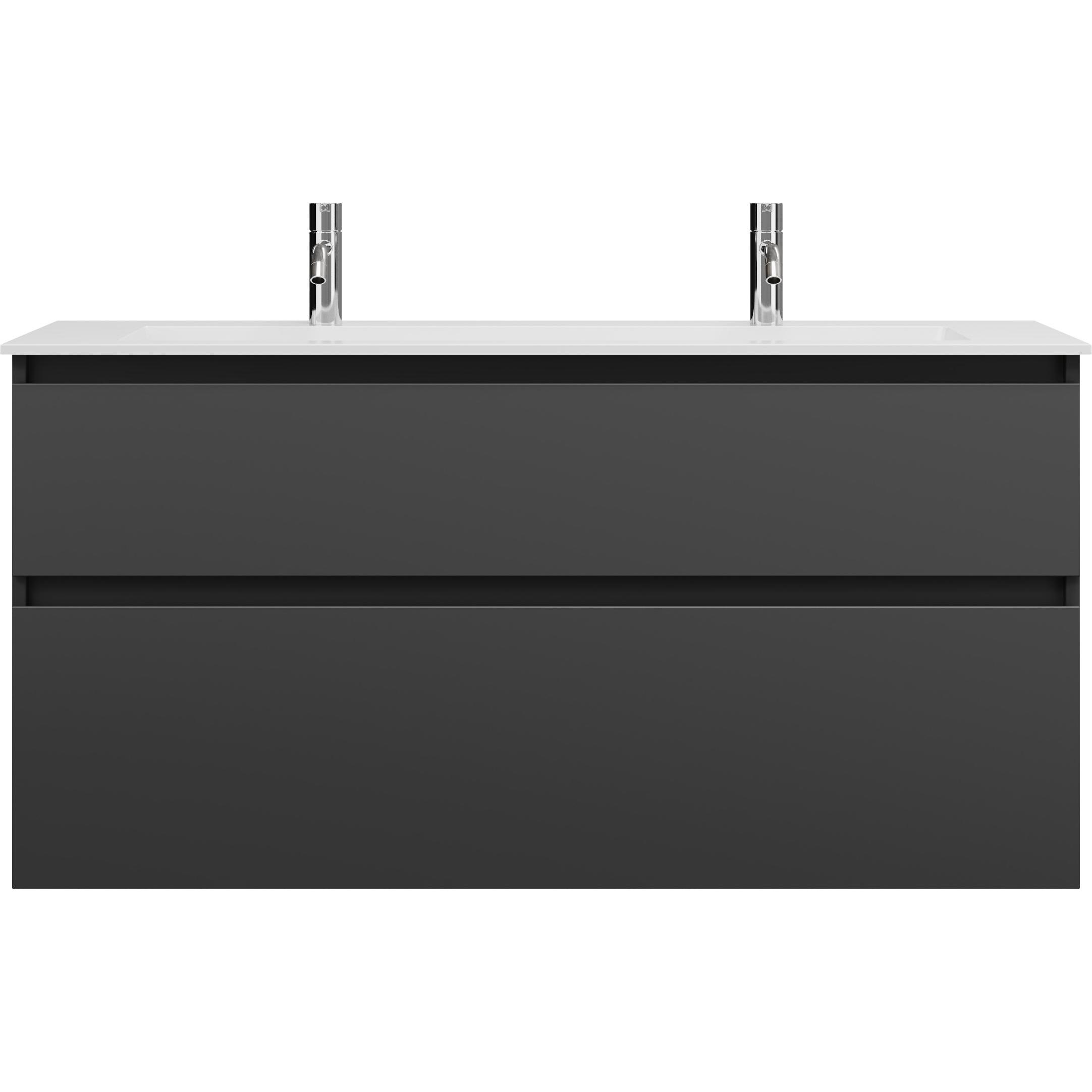 burgbad, Badmöbelset, Lin20 Mineralguss-Waschtisch Farbe Weiss Glänzend mit 2 Armaturbohrungen inklusive Waschtis