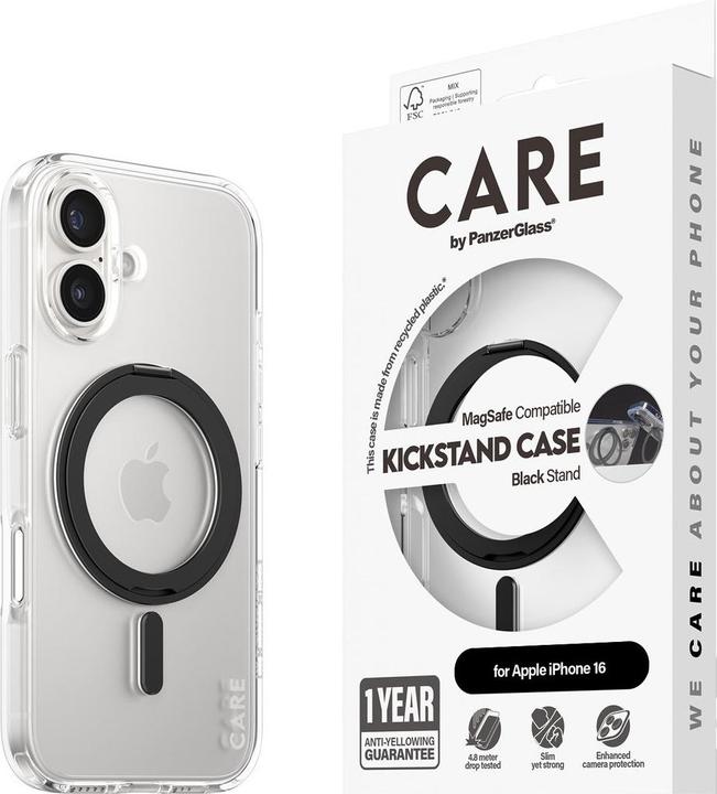 Image du produit PanzerGlass CARE Feature Case Kickstand & MagSafe iPhone '24 6.1" noir (Apple iPhone 16)