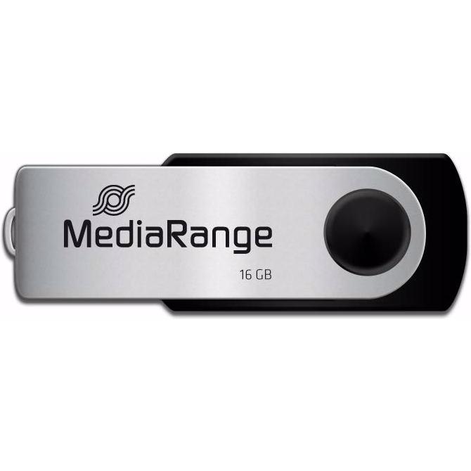 Thumbnail - MediaRange Speicherstick MR910 (16 GB, USB-A, USB 2.0), USB Stick, Schwarz, Silber