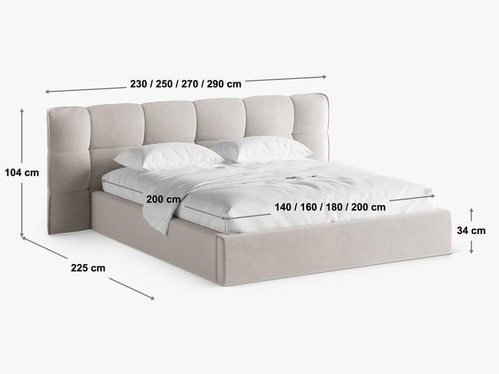 Actual product image Micadoni Velvet Storage Bed With Headboard, "Eric", Terracotta, 225x270x104 Made in Europe (180 x 200 cm)