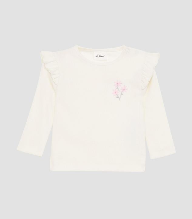 S.Oliver T-Shirt Weiches Langarmshirt aus elastischer Rippware mit Stickerei (92)