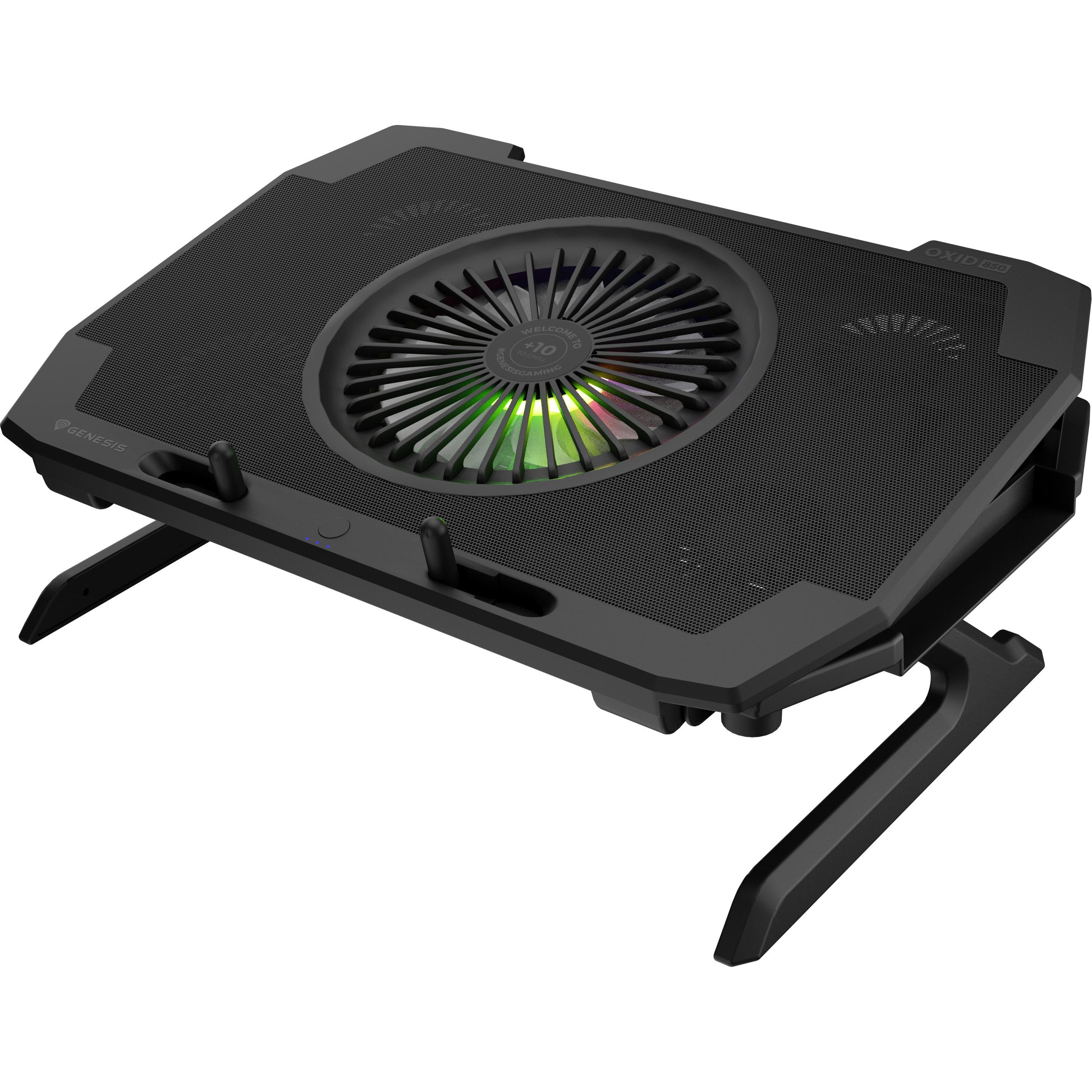 Genesis Laptop Cooling Pad OXID 850 Black, 270 x 400 x 35 mm, Notebook Ständer, Schwarz