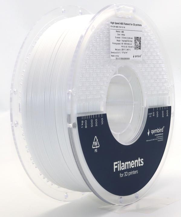 Image du produit Gembird 3DP-ABS1.75HY-01-W (ABS, 1.75 mm, 1000 g, Blanc)