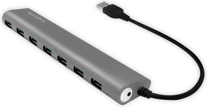 Actual product image LogiLink UA0308 - USB 3.0 hub, 7 port with card reader, aluminium casing, pilkas (USB-A, 7 ports)