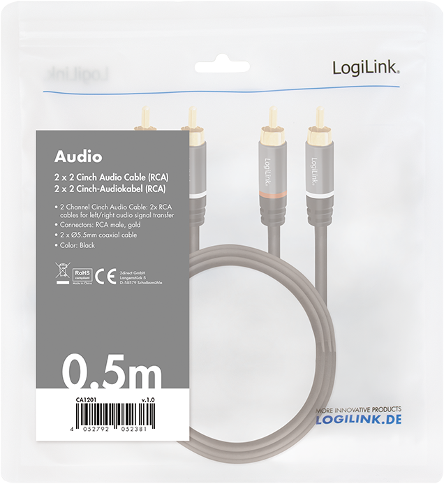 Actual product image LogiLink Ca Rca (0.50 m, Cinch)
