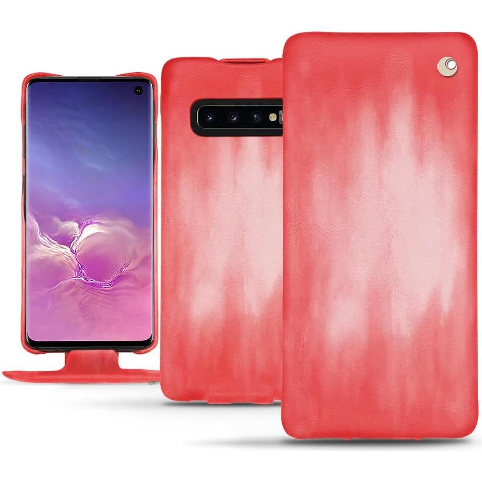 Noreve Lederschutzhülle vertikal (Samsung Galaxy S10), Smartphone Hülle, Rosa
