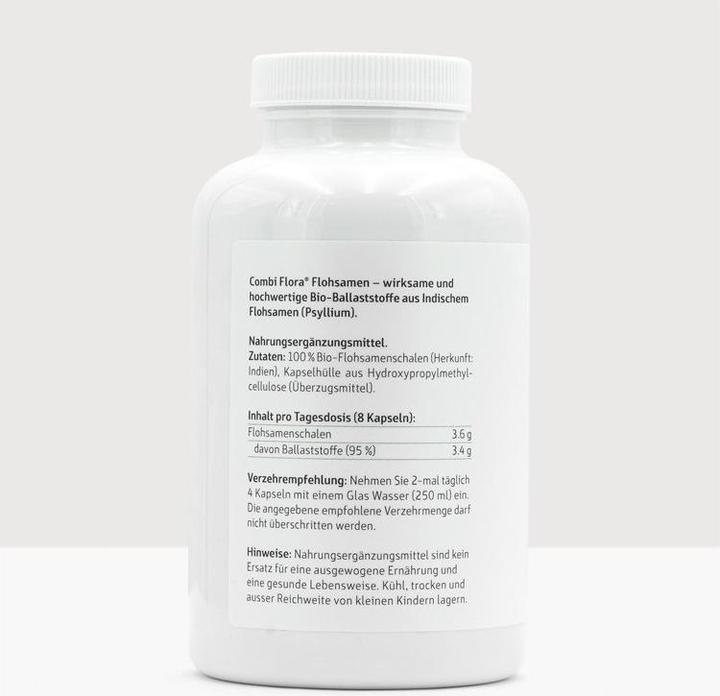 Nährwerte und Zutaten Effective Nature Combi Flora Bio Flohsamenschalen Kapseln (240 Stück, Kapseln, 160 g)