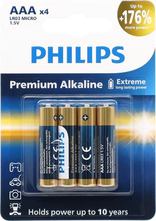 Image du produit Philips Premium Alkaline (4) LR03M4B/1 (4 pcs, AAA)