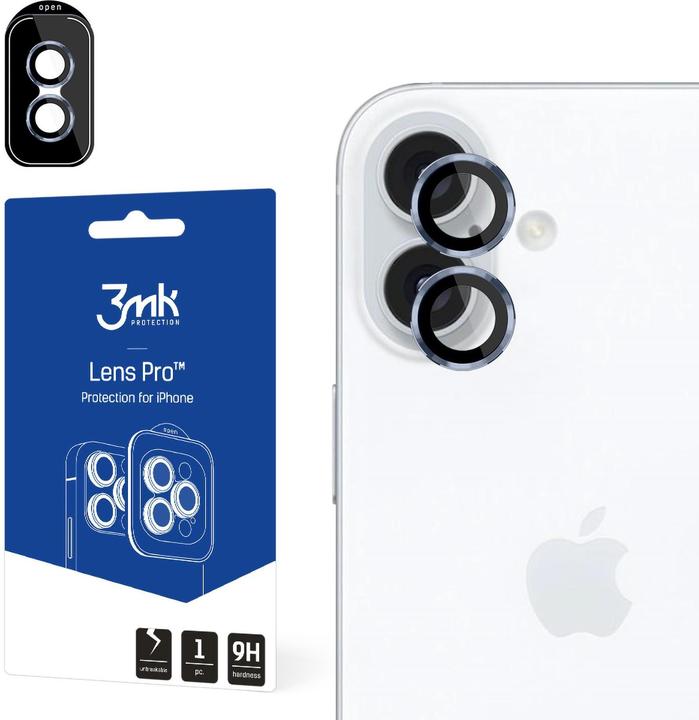 3MK Lensbescherming Pro iPhone 16/ 16 Plus oceaanblauw (1 Pcs., Apple iPhone 16)