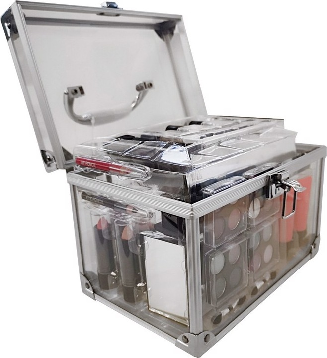 Actual product image Treffina Casuelle Alu Cosmetic Case with Clear Sides Beauty Case