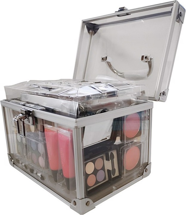 Actual product image Treffina Casuelle Alu Cosmetic Case with Clear Sides Beauty Case