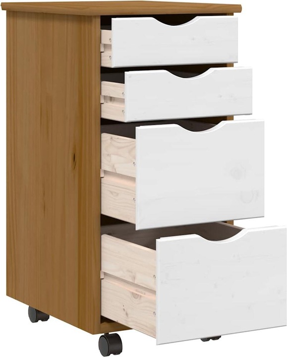 Actual product image VidaXL Rollschrank mit Schubladen MOSS Honigbraun Massivholz Kiefer