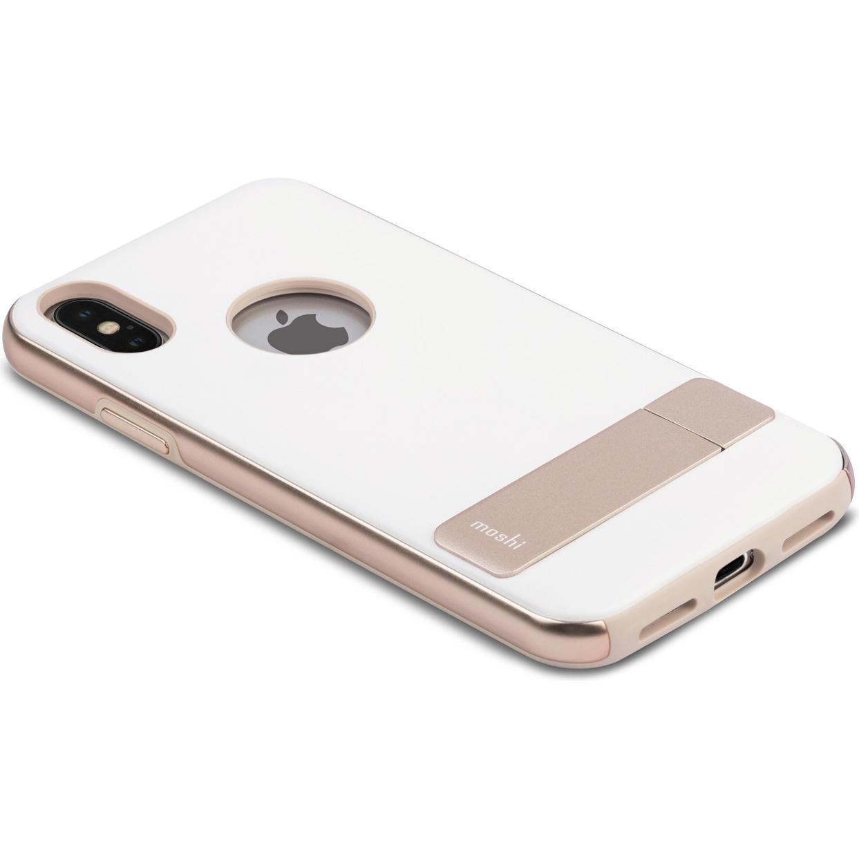 Moshi Caso Kickstand (Apple iPhone X, Apple iPhone XS), Cover smartphone, Rosa, Bianco