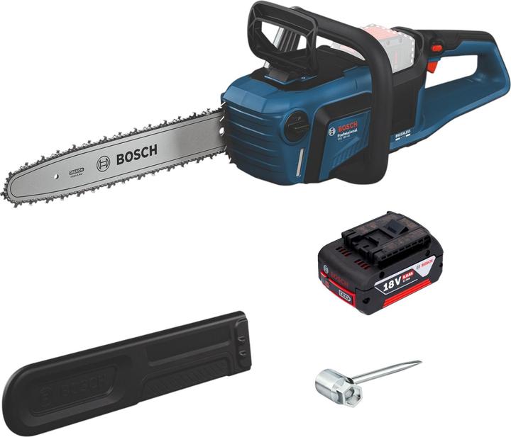 Actual product image Bosch Professional Bosch GKE 18V-40 Professional Akku Kettensäge 18 V 40 cm Brushless + 1x Akku 5,0 Ah - ohne Ladegerät (Battery chain saw)