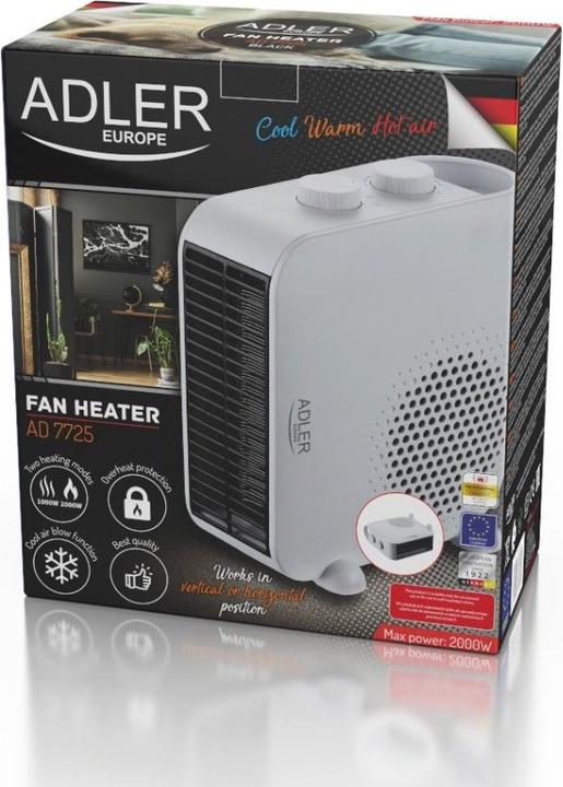 Produktbild Adler Heater AD 7725w Fan heater, 2000 W, Number of power levels 2, Baltas (2000 W)
