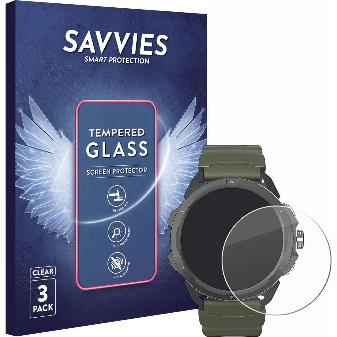 Savvies Panzerglas Displayschutz 9H Schutzglas Glas Klar Transparent, Smartwatch Schutzfolie, Transparent
