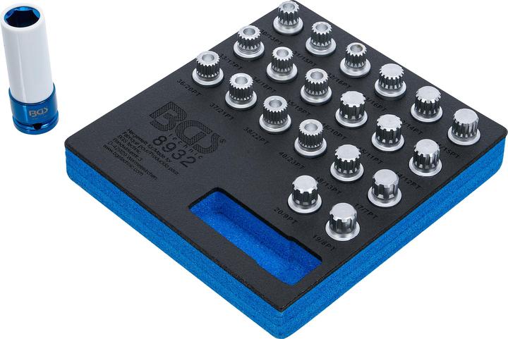 Produktbild BGS Werkstattwageneinlage 1/6: Felgenschloss-Werkzeug-Satz für BMW 21-tlg.