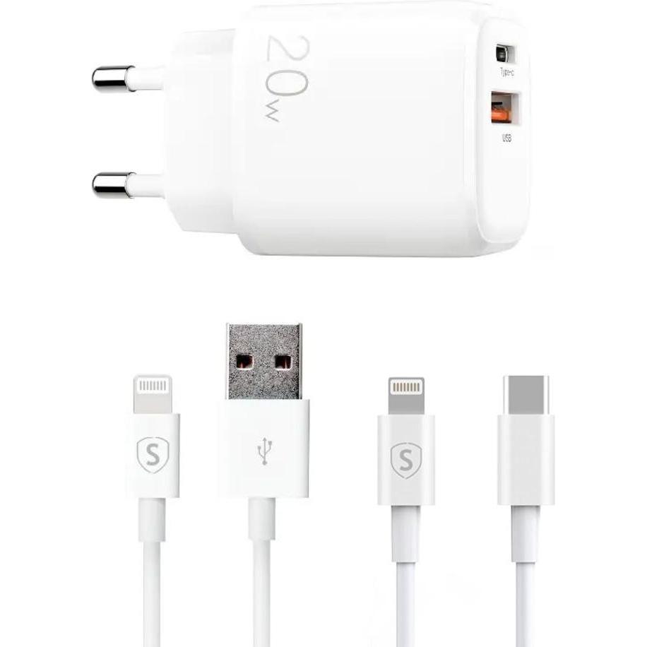 Thumbnail - SIGN Fast Charger USB & USB-C, PD & Q.C3.0, 3.5A, 20W - White (20 W), USB Ladegerät, Weiss