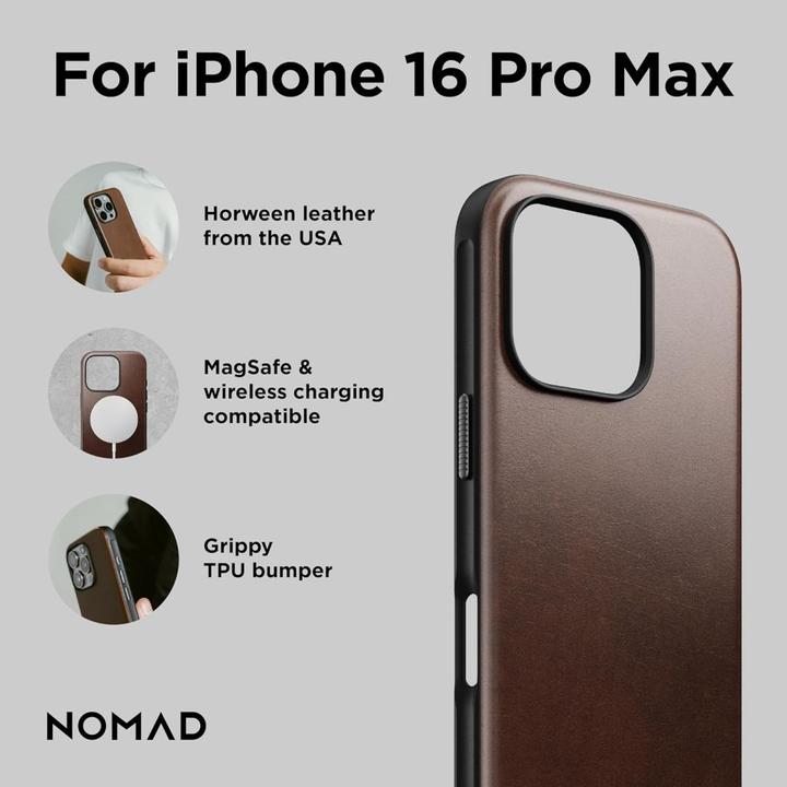 Produktbild Nomad iPhone 16 Pro Max MagSafe Hülle aus Leder (Apple iPhone 16 Pro Max)