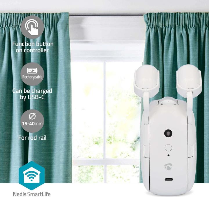 Image du produit Nedis SmartLife Robot Rideau | Barre à Rideaux | Rideaux Horizontaux | Alimenté par Piles / Electricité