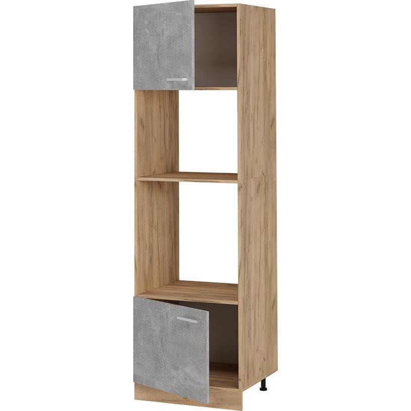 Vicco, Regal, Mikrowellenumbauschrank R-Line, Beton/Goldkraft Eiche, 60 cm