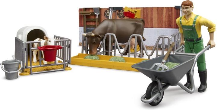 Produktbild Bruder Kuh und Kälberstall mit Landwirt