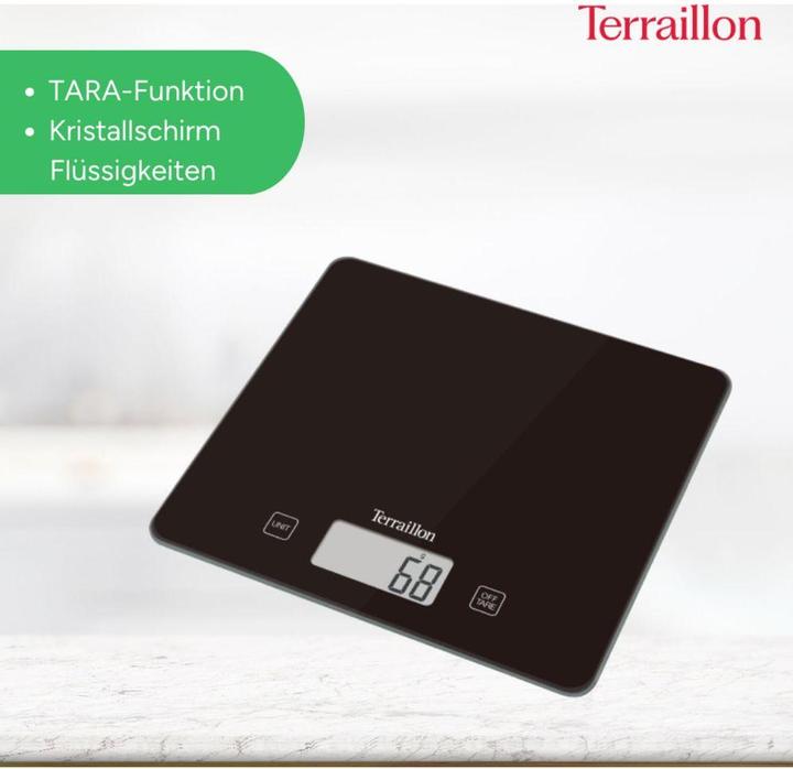 Productafbeelding Terraillon KEG41019BK Werkblad Rechthoekige Elektronische Keukenweegschaal
