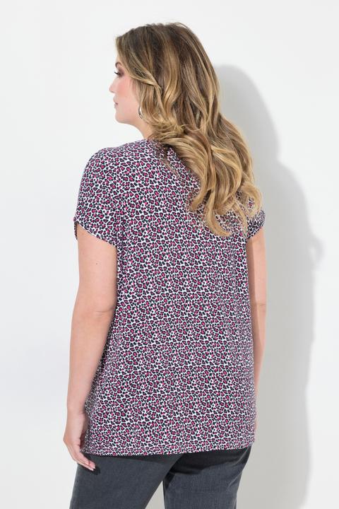 Produktbild Miamoda T-Shirt, oversized, Leo-Muster, V-Ausschnitt mit Zierringen, Halbarm (46)