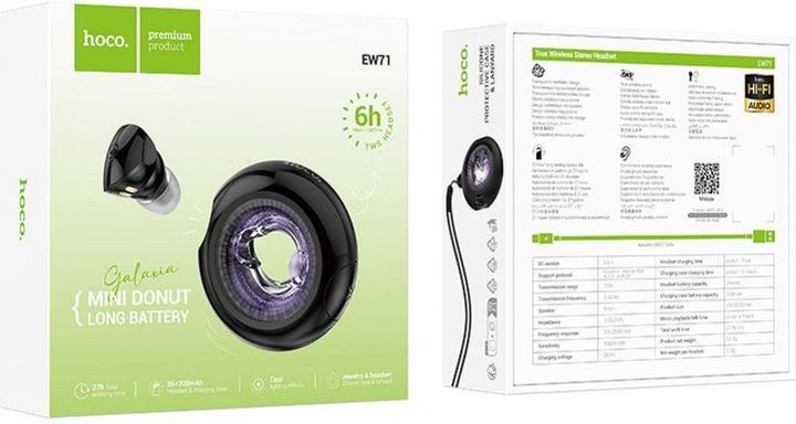 Image du produit Hoco EW71 Mini Donut, noir (6 h, Sans fil)