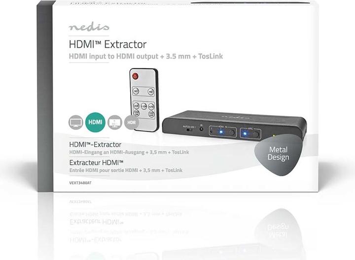 Actual product image Nedis HDMI ™ Extractor | HDMI™ input | TosLink socket / 2x HDMI™ output / 2x RCA / 3.5 mm | Maxim