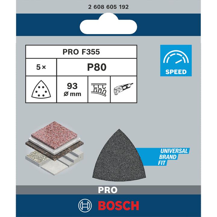 Produktbild Bosch Professional Zubehör PRO F355 Schleifblatt, 93 mm, G80 (80)