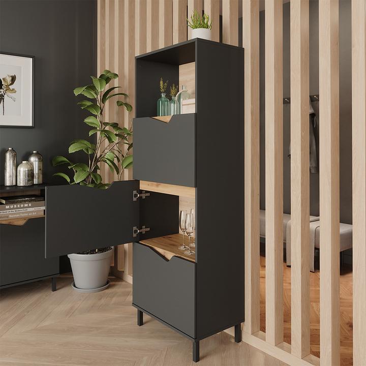 Image du produit Vicco Kommode Marelle, Anthrazit/Artisan, 60 x 169.5 cm mit 4 Fächern (60 x 38 x 169.50 cm)