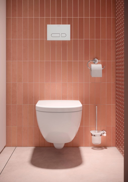Actual product image Duravit D-Code wall-mounted toilet, low flush, rimless, 370x570x360mm, 4.5/3-litre, white high gloss