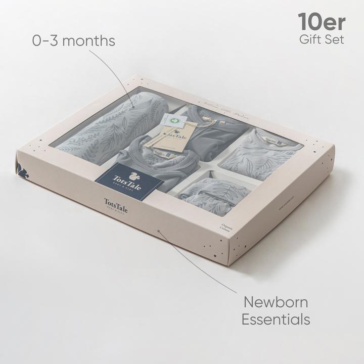 Produktbild TotsTale Premium 10-teiliges Geschenkset aus Bio-Baumwolle – Erstausstattung für Neugeborene (50, 56, 62, 68)