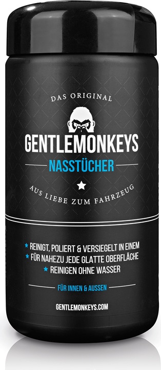 Produktbild Die Höhle der Löwen Gentle Monkeys Fahrzeugreiniger Nasstücher 20er-Set + Mikrofasertuch (300 ml)