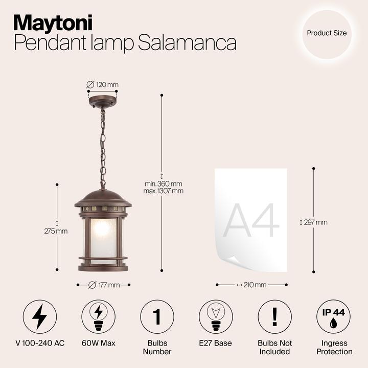 Produktbild Maytoni Salamanca Pendelleuchte, Hängeleuchte E27 Braun IP44 Glas (E27)