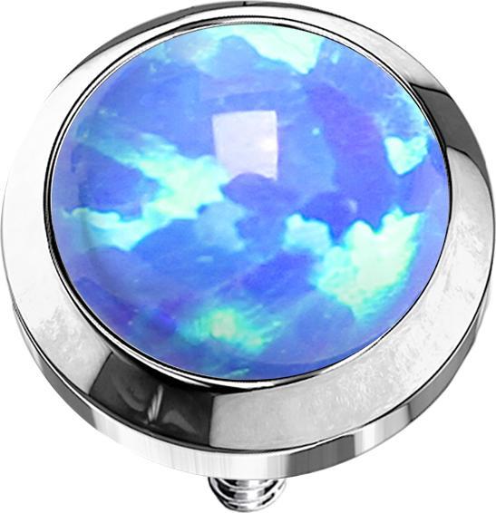 Produktbild Star Piercing Dermal Anchor silber mit Opal blau (ohne Messing, Chirurgenstahl 316L)