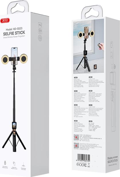 Actual product image xO Bluetooth Selfie Stick SS23 Dual Lights Black
