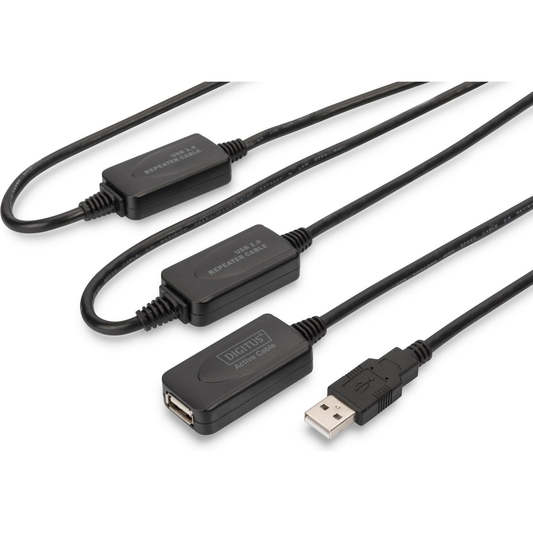 Digitus USB 2.0 Repeater Kabel USB A male / A female Länge 25m (25 m, USB 2.0), USB Kabel