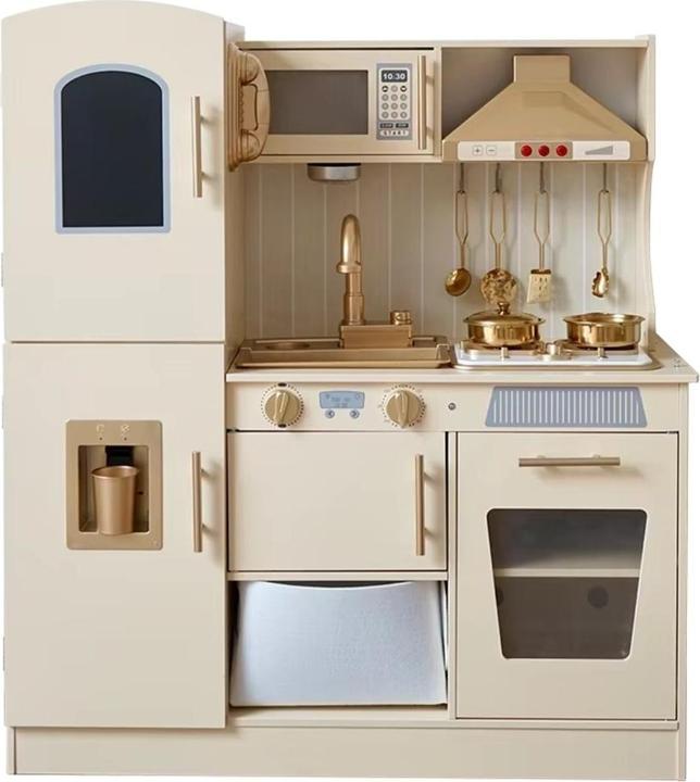 Hermex Kinderküche aus Holz mit Zubehör Spielküche Holzküche Spielzeug