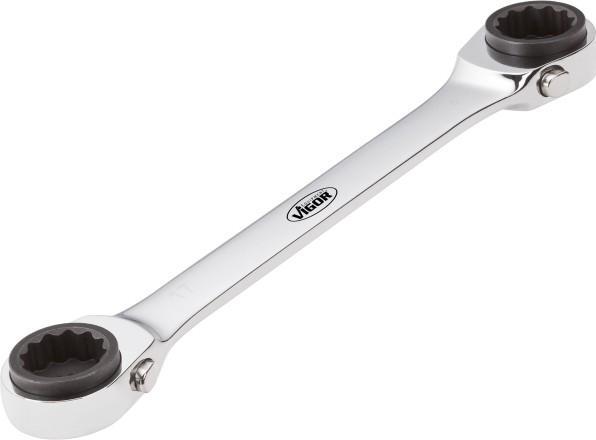 Produktbild Vigor Doppel Ratschen-Ringschlüssel ∙ V2705 ∙ Aussen Doppel-Sechskant Profil ∙ 10 x 13 · 17 x 19 (10 mm, 13 mm, 17 mm, 19 mm)