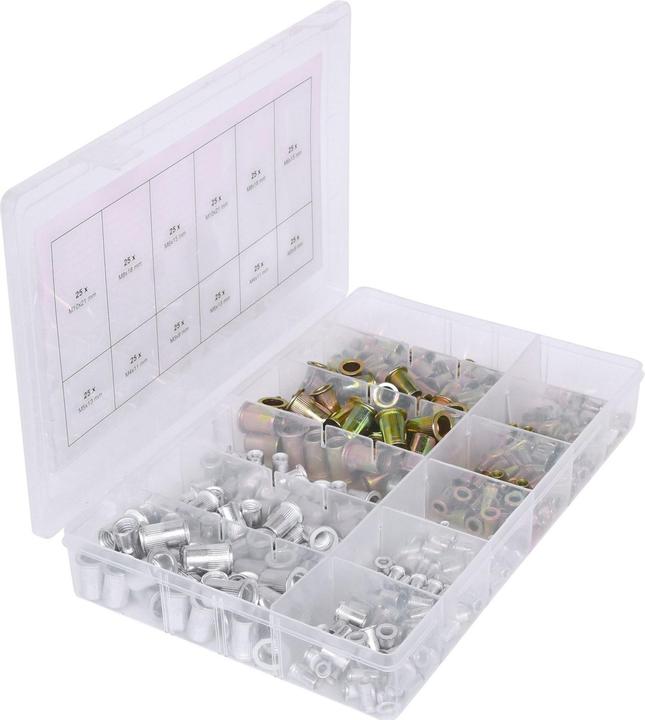 Actual product image KS Tools Threaded rivets assortment, steel + aluminium, M3x9mm-M10x21mm, 300 pcs