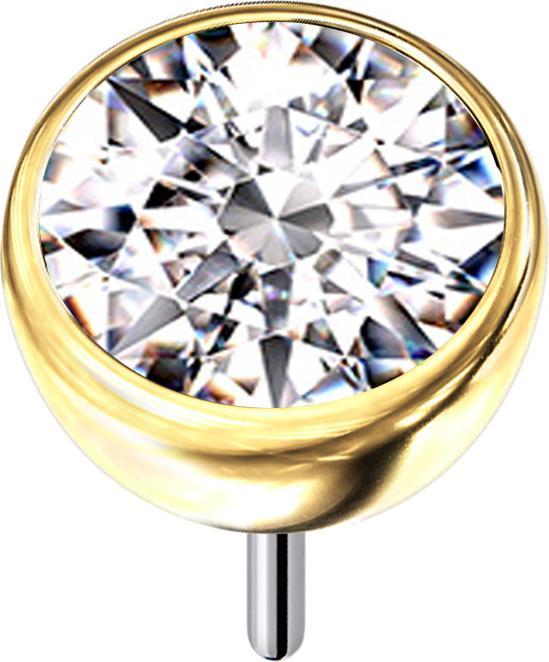 Produktbild Star Piercing Threadless Halbkugel vergoldet mit Kristall silber (ohne Messing, Titan G23)