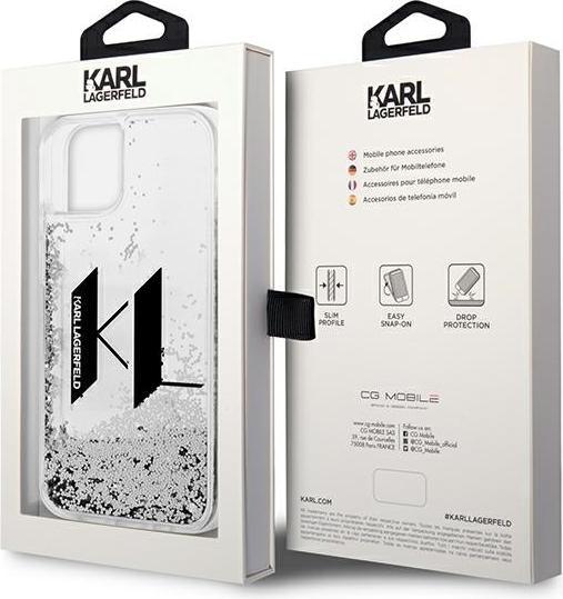 Actual product image Karl Lagerfeld KLHCP14SLBKLCS iPhone 14 6.1" srebrny/silver hardcase Liquid Glitter Big KL (Apple iPhone 14)