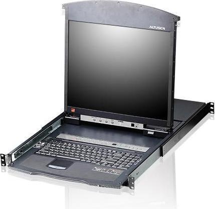 Produktbild Aten KL1508AN IT Cat.5 KVM-Switch 8-Port, 19"-LCD, Dual-Rail, IT-Layout